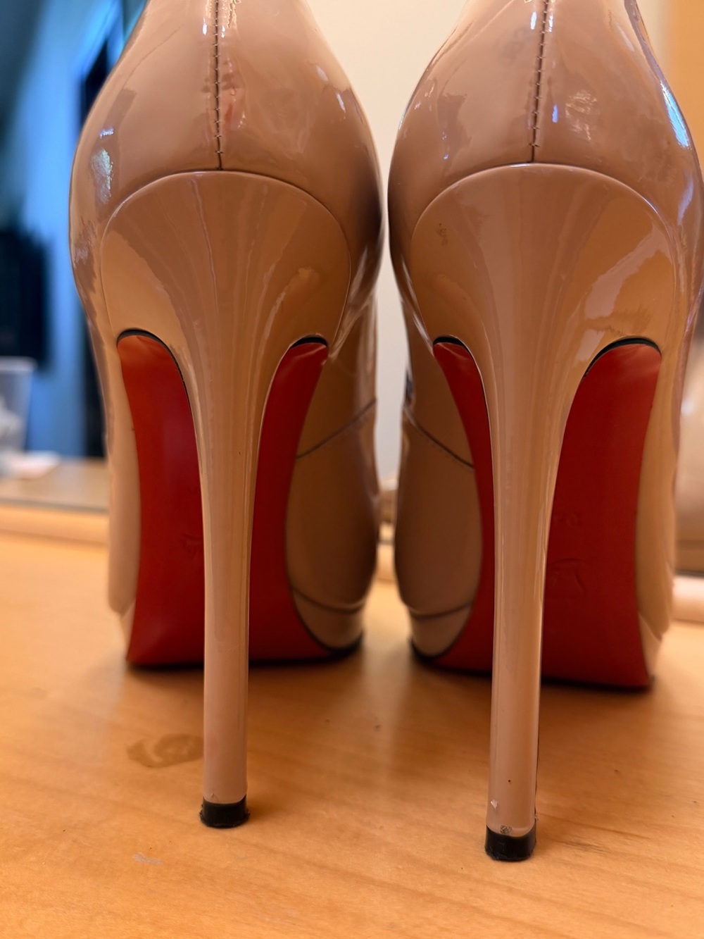 Christian Louboutin Nude Patent Pointed Toe Pumps - Picture 3 of 7